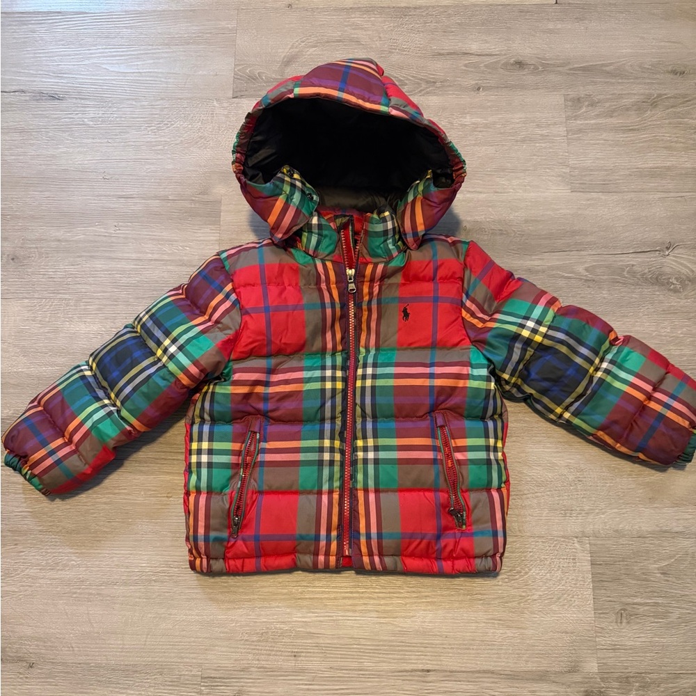 Polo Ralph Lauren Boys plaid check down filled jacket Size Small 5T - Picture 4 of 8